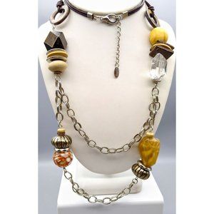 Classic Laura Ashley Double Strand Statement Necklace, Silver Tone and Chunky